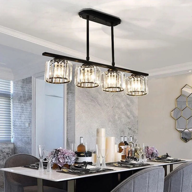 Afralia™ Nordic Modern Crystal Chandelier Three-Head Hanging Light for Living Room