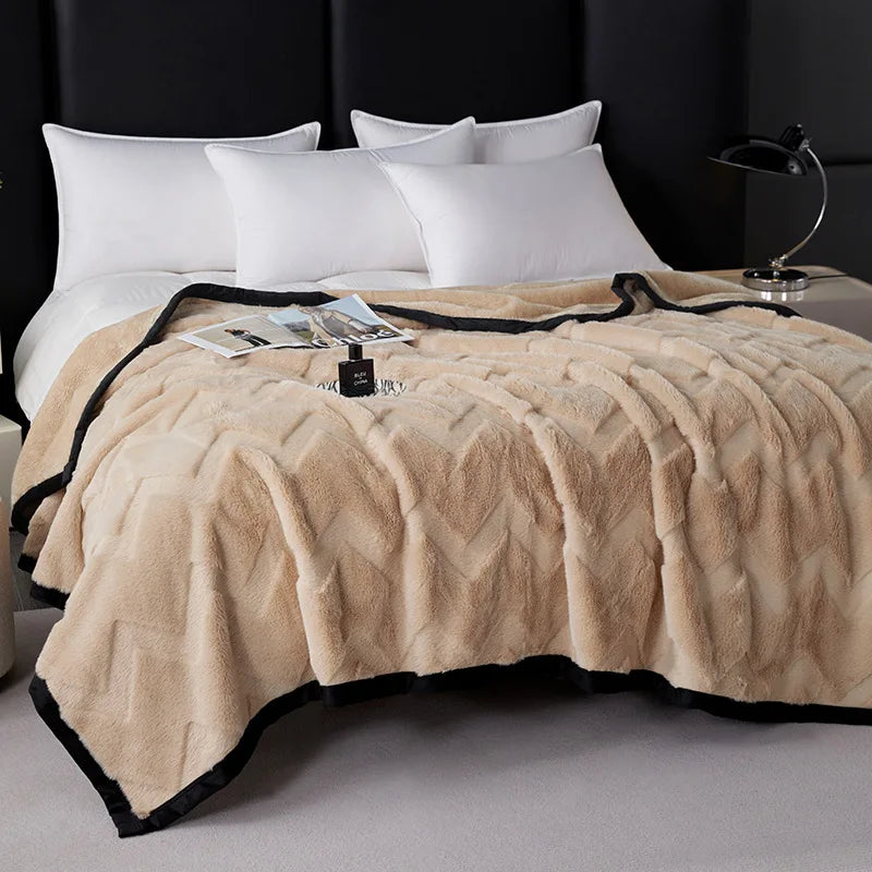 Afralia™ Faux Rabbit Plush Solid Blanket: Luxury All-Season Sofa Cover & Air Conditioning Quilt