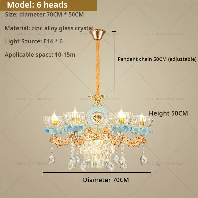 Afralia™ Crystal Chandelier: Chinese Ceramic Living Room Luxe Lighting