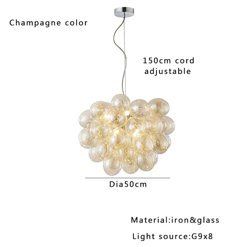 Afralia™ Smoky Gray Grape Glass Chandelier - Modern Dining Room Decor