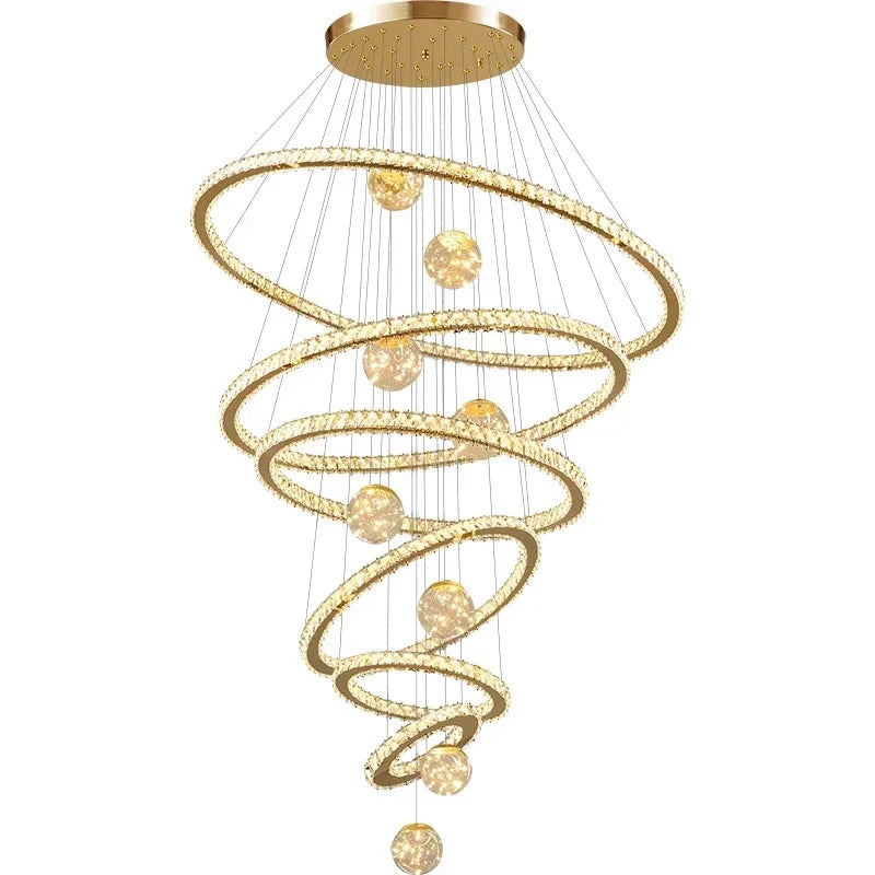 Afralia™ Crystal LED Chandelier: Modern Living Room Pendant Lights, Glass Globe Hanging Lamp