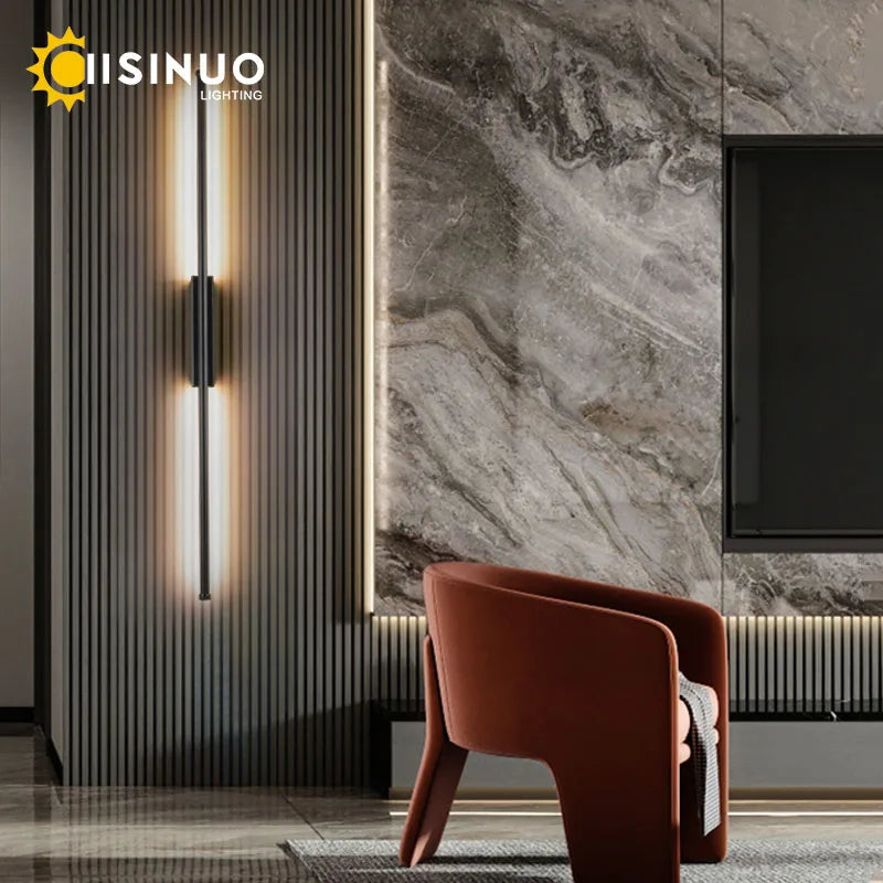 Afralia™ Black Iron LED Wall Lamp for Living Room, Bedside, TV Background - 110v 240v