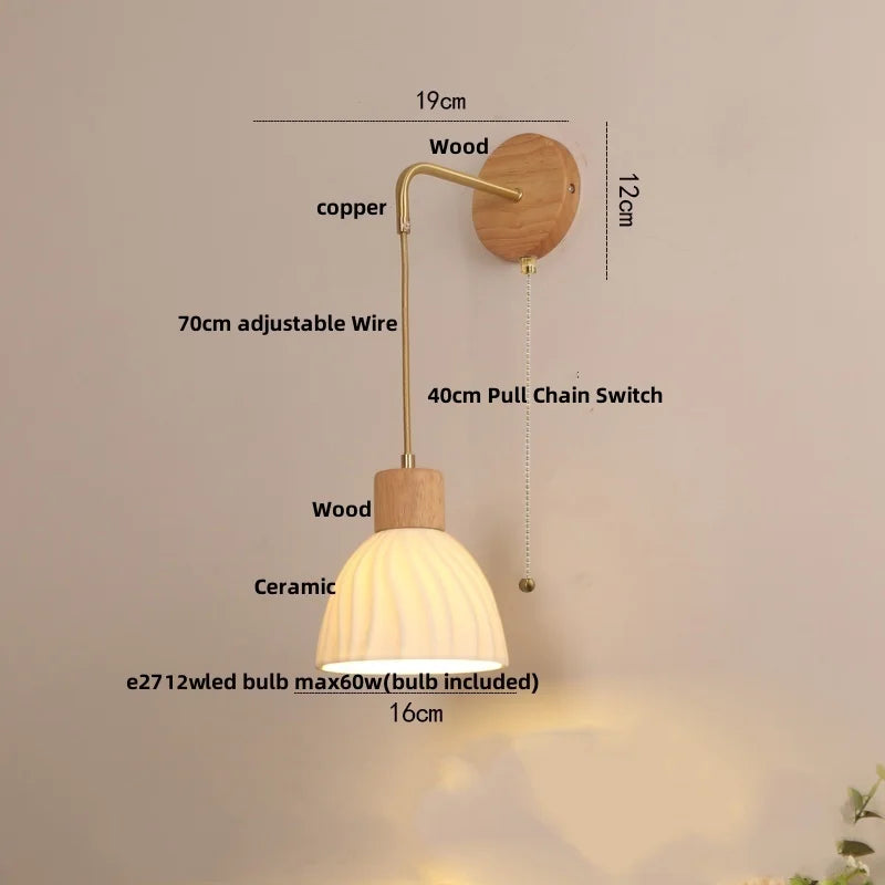 Afralia™ Nordic LED Wall Lamp Sconce Wood Base Modern Bathroom Vanity Light
