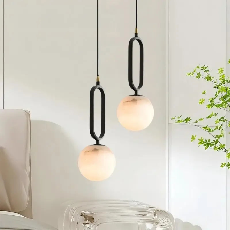 Afralia™ Copper Marble Pendant Light: Modern Hanging Chandelier for Home, Hotel, Living Room
