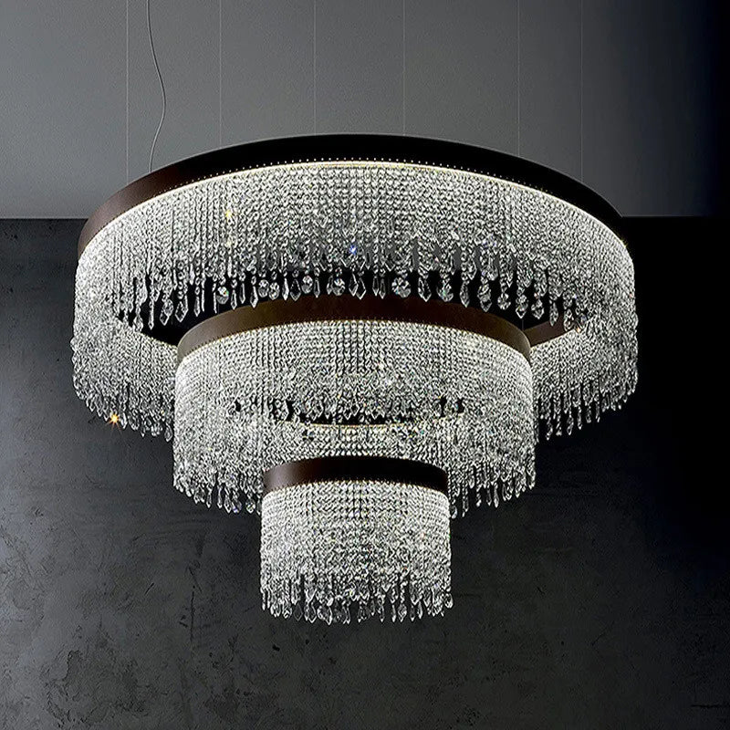 Afralia™ Steel LED Pendant Lights with Dimmable K9 Crystals - Luxurious Hanging Lamp