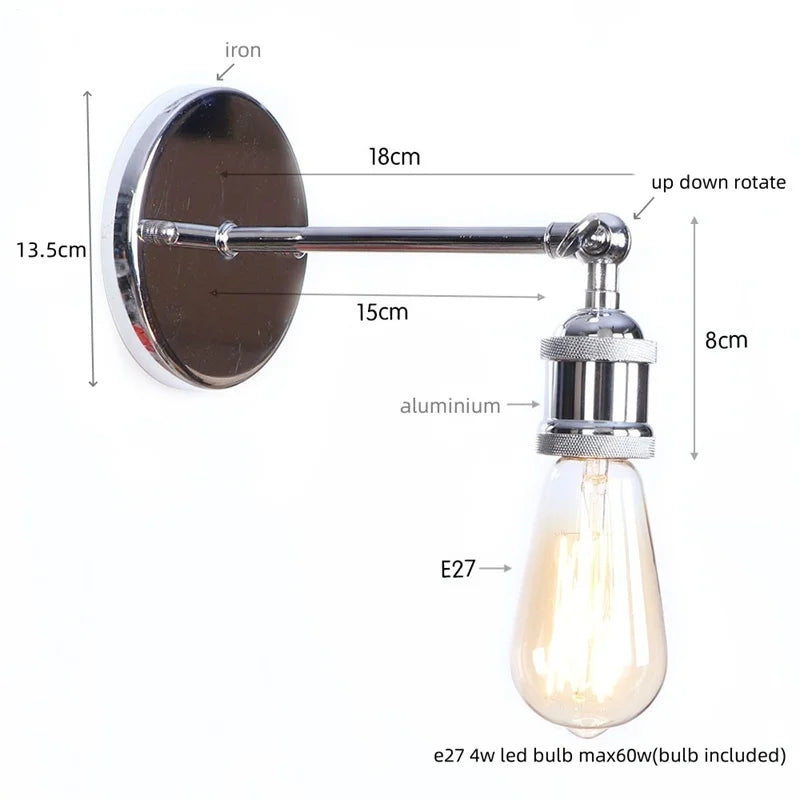 Afralia™ Retro Iron LED Wall Lamp Sconce, Gold Vintage Indoor Luminaire for Bedroom, Cafe