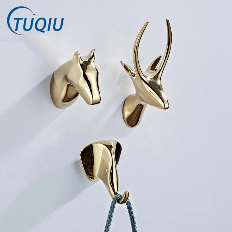 Afralia™ Brass Robe Hooks Towel Holder Wall Mount Coat Hat Bag Hanger