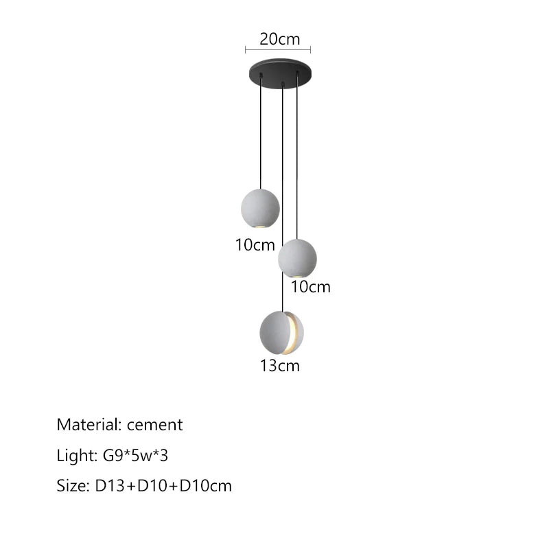 Afralia™ Cement Planet Chandelier Hanging Lamp for Dining Room & Bedroom