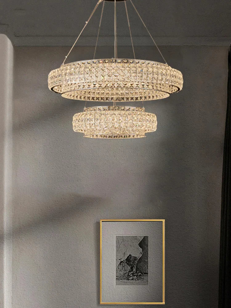 Afralia™ Modern Round Crystal LED Ceiling Lamp for Luxurious Living Room Lighting