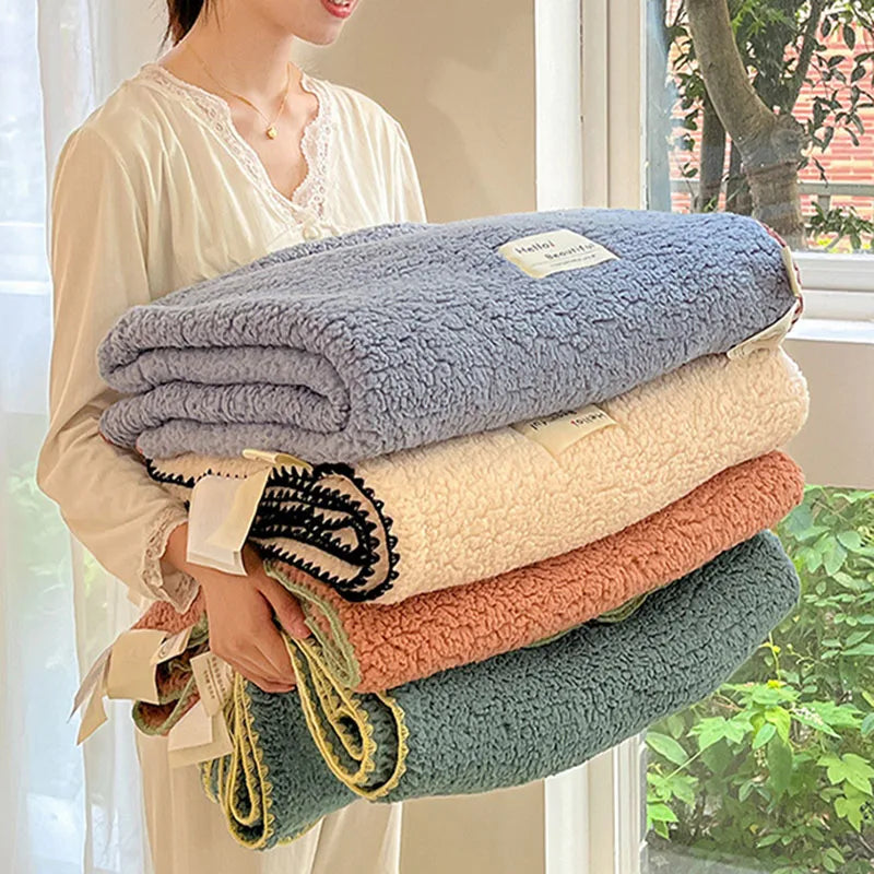 Afralia™ Soft Shell Edge Lamb Wool Blanket - A-Class Comfort for Adults