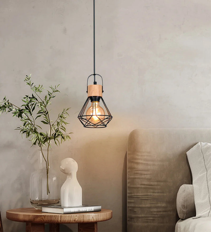 Afralia™ Vintage Industrial Wood Pendant Light Chandelier for Kitchen Island Living Room