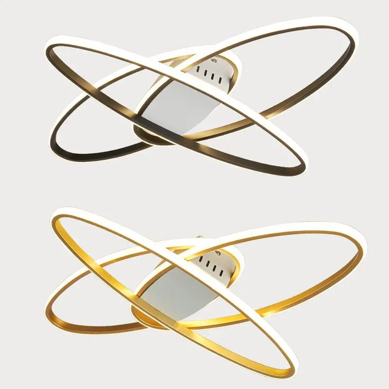 Afralia™ Black LED Chandelier Ceiling Light Remote Control Fixture for Living Room, Bedroom & Kitchen