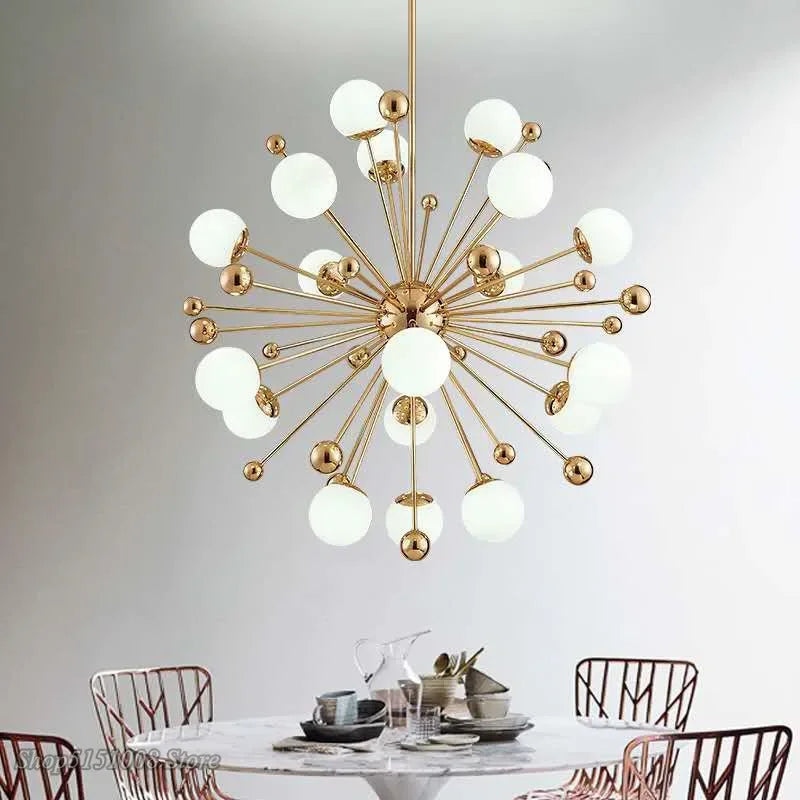 Afralia™ Modern Sputnik Glass Ball LED Chandelier for Living Room Kitchen Bedroom Lighting