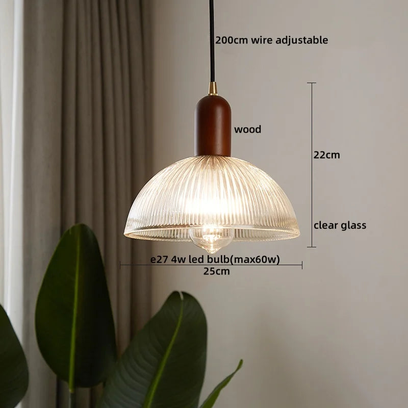 Afralia™ Modern Copper Wood LED Pendant Lamp for Living Dining Bedroom, Nordic Design