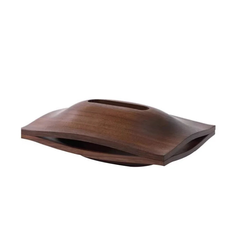 Afralia™ Wood Grain Geometric Tissue Box & Paper Towel Holder Flat Storage Home Decor