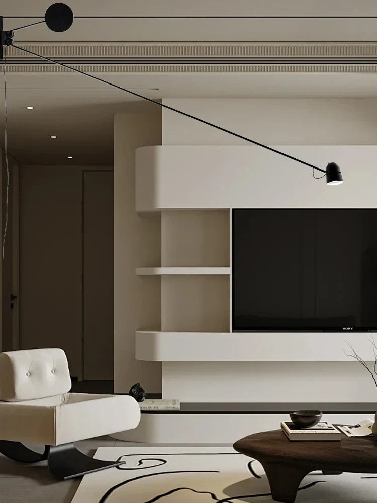 Afralia™ Modern Black/Red Wall Lamp, Adjustable Long Arm Position, Home Decor Mood Light