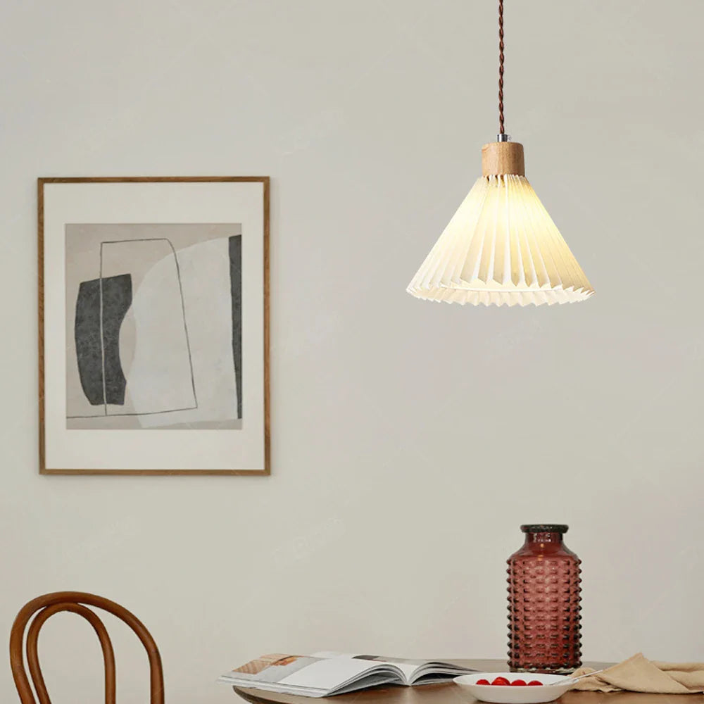 Afralia™ Pleated Pendant Lights: Nordic E27 Base Chandelier for Dining Room, Kitchen Island Lighting