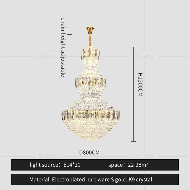 Afralia™ Crystal Chandelier: Postmodern Light Luxury for Hotel Lobby, Villa, and Duplex Floors