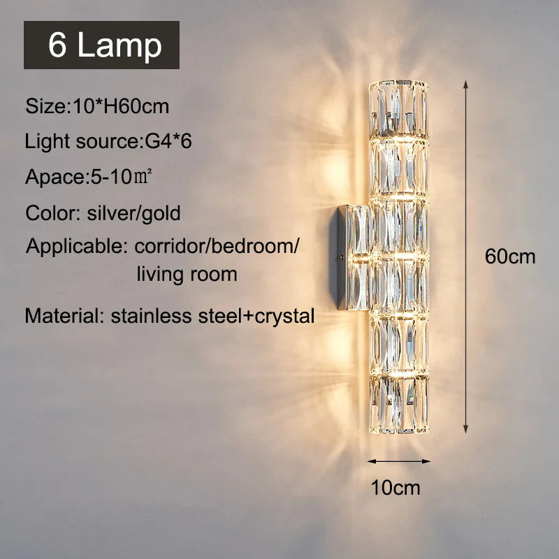 Afralia™ Crystal LED Wall Lamp for TV Bedside Villa Aisle Porch