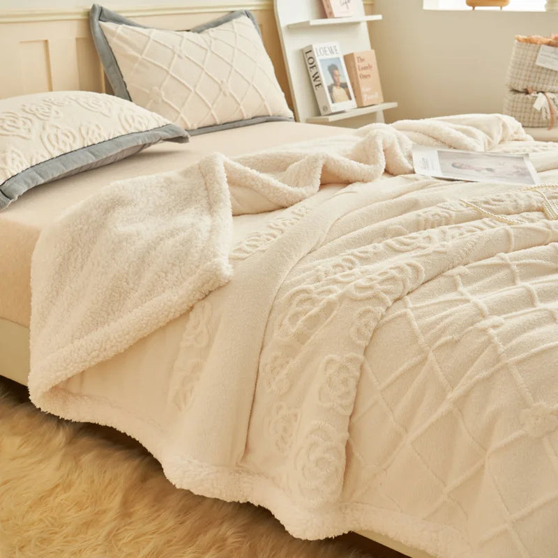 Afralia™ Butterfly Jacquard Double-Layer Wool Blanket: Soft & Warm for Autumn/Winter
