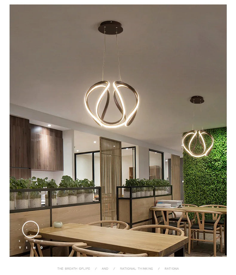 Afralia™ Nordic Twisted LED Chandelier Ceiling Lamp Modern Pendant Light