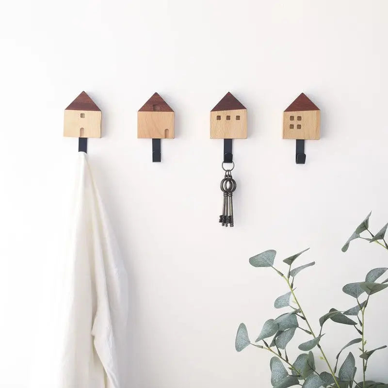 Afralia™ Nordic Wood Clothes Hook Wall Mounted Entryway Bedroom Decoration