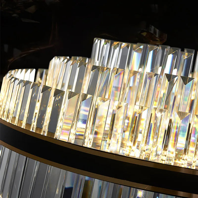 Afralia™ Luxury Circular Crystal LED Pendant Lights for Modern Living & Dining Rooms