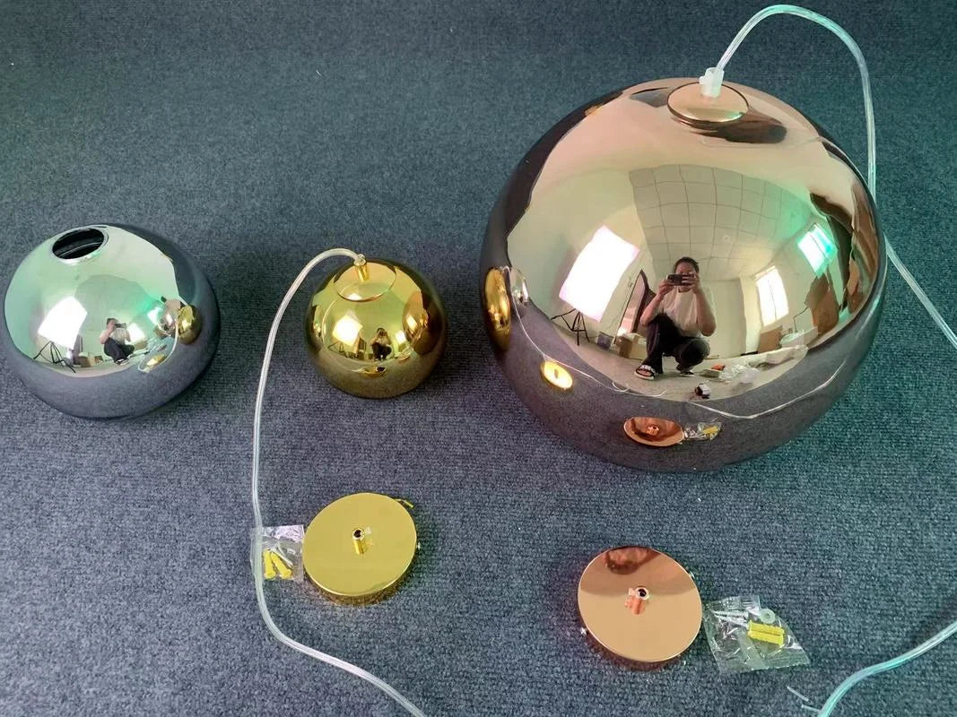 Afralia™ Copper Glass Ball Pendant Light Globe Kitchen Hanging Lamp Industrial Decor