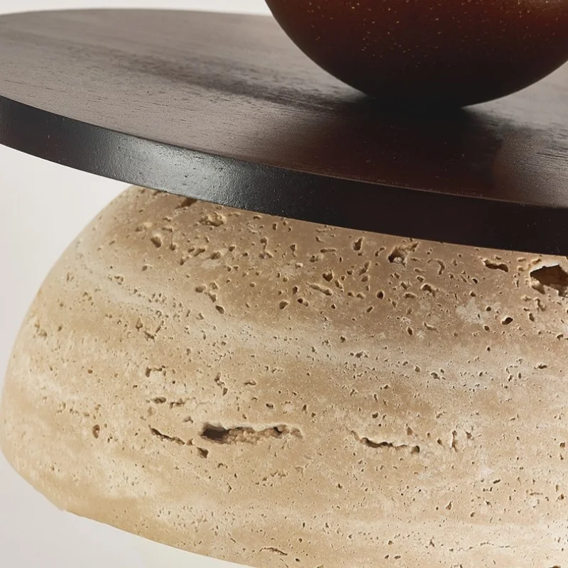 Afralia™ Glass Ball LED Pendant Lamp for Coffee Living Dining Room with Natural Wood and Stone