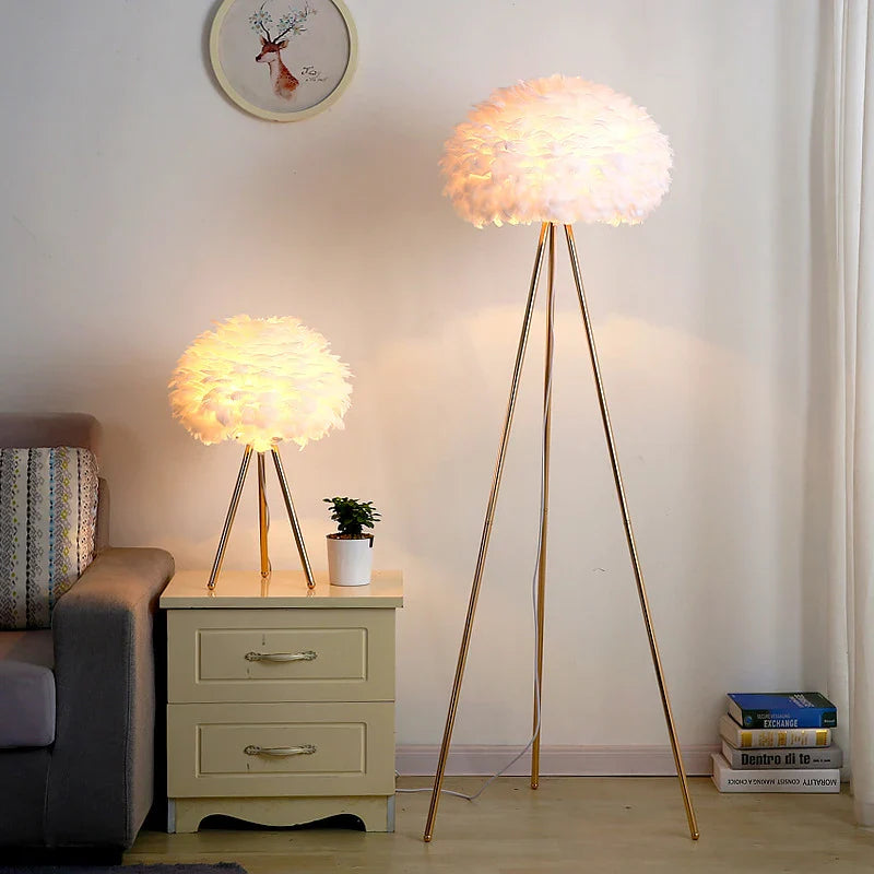 Afralia™ Nordic Feather Floor Lamp for Bedroom and Living Room Lighting