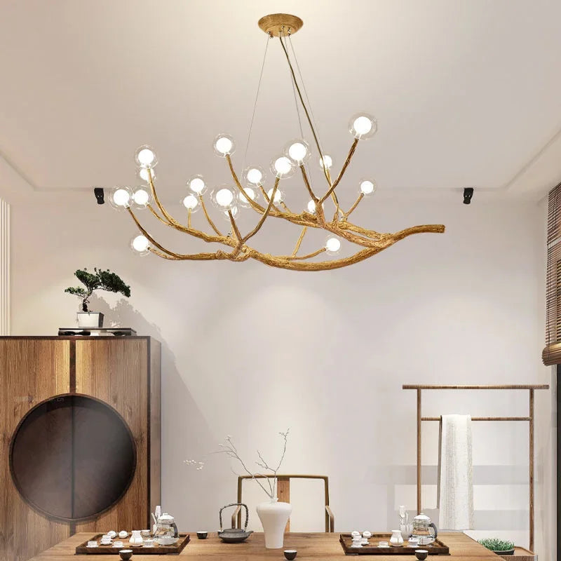 Afralia™ Tree Branches Chandelier Resin LED Pendant Light Luxury Living Room Decoration