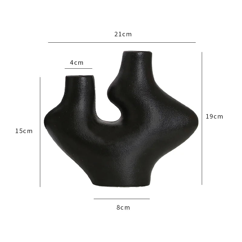 Afralia™ Striped Ceramic Vase - Geometric Pattern Room Decor