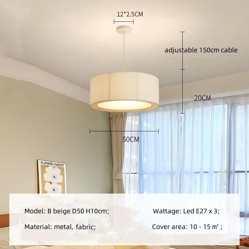 Afralia™ Nordic Fabric LED Chandelier Minimalism Pendant Light for Bedroom Dining Room