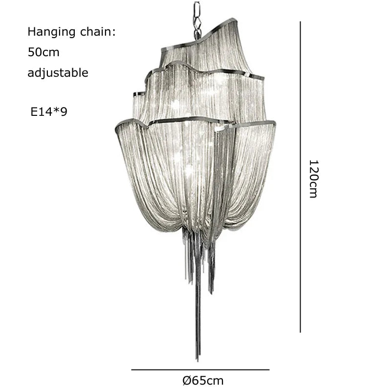 Afralia™ Gold Tassel Chain Chandelier LED Hanging Lamp Lustres for Dining Room