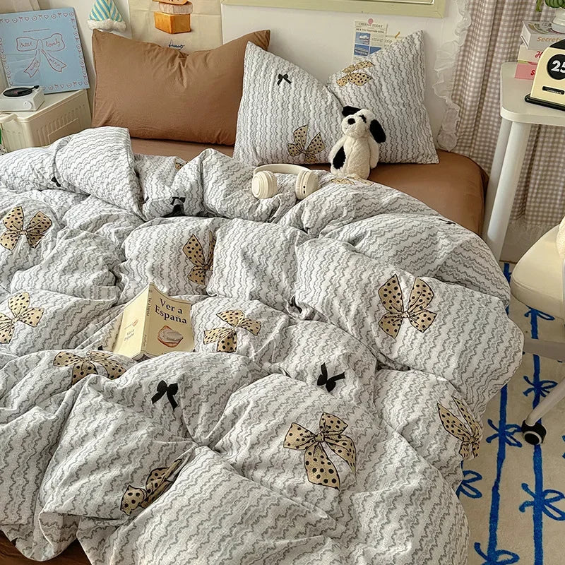 Afralia™ Cartoon Print Quilt Cover Set for King Queen Beds - All Seasons Comfort