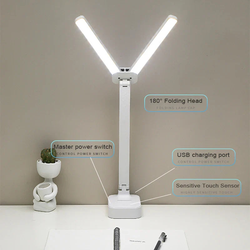 Afralia™ LED Desk Lamp: Rechargeable Touch Table Light, 3 Dimmable Levels, Foldable.