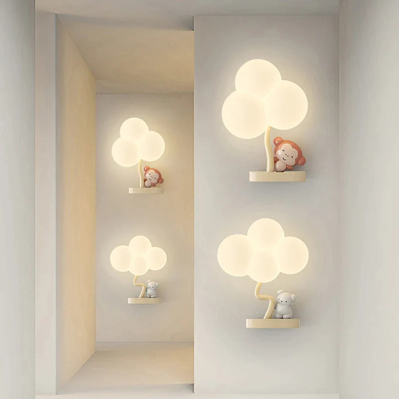 Afralia™ Cloud Shape LED Baby Room Wall Lamp - Eye Care Bedroom Fixture