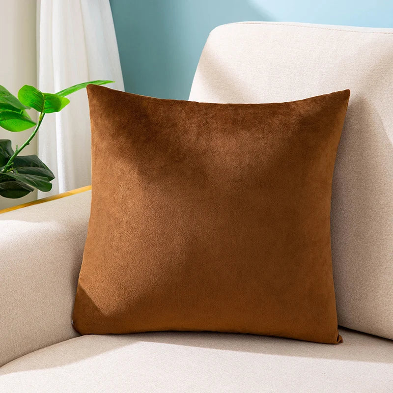 Afralia™ Velvet Cushion Cover 45x45cm - Home Decor Solid Color Pillowcase