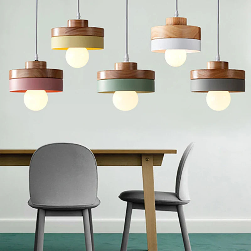 Afralia™ Nordic Square Wooden LED Pendant Light for Home Decor