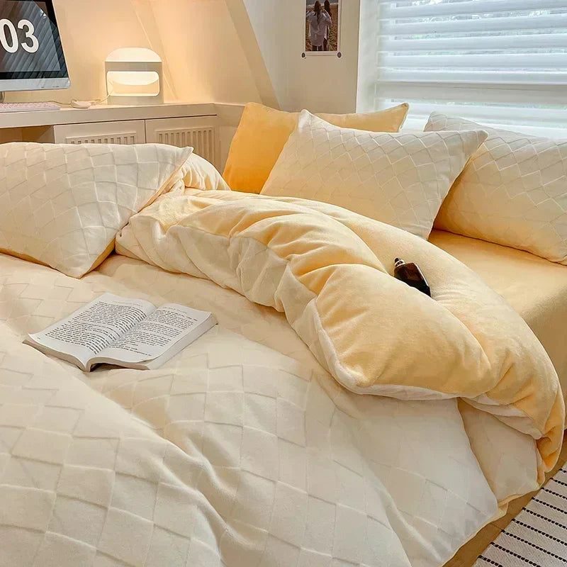 Afralia™ High-Density Milk Fleece Warm Bedding Set for Winter