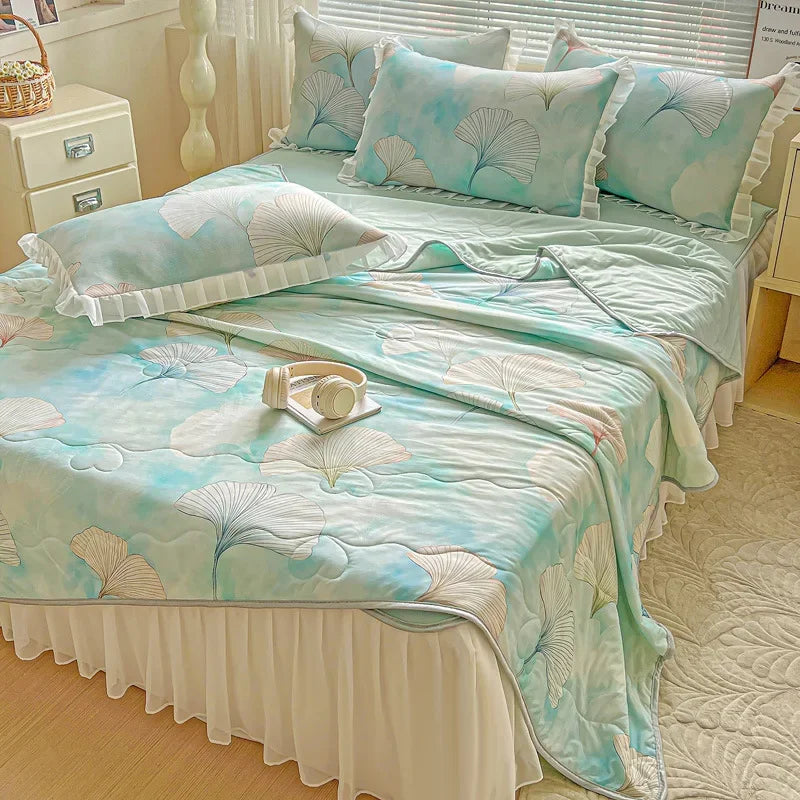 Afralia™ Floral Summer Cooling Quilt for Double Single Bed - Soft & Breathable