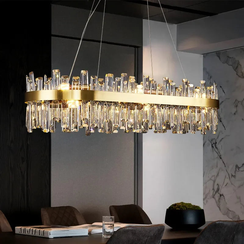 Afralia™ Smoke Grey Crystal LED Chandelier for Home Decor in Living Dining Bedroom