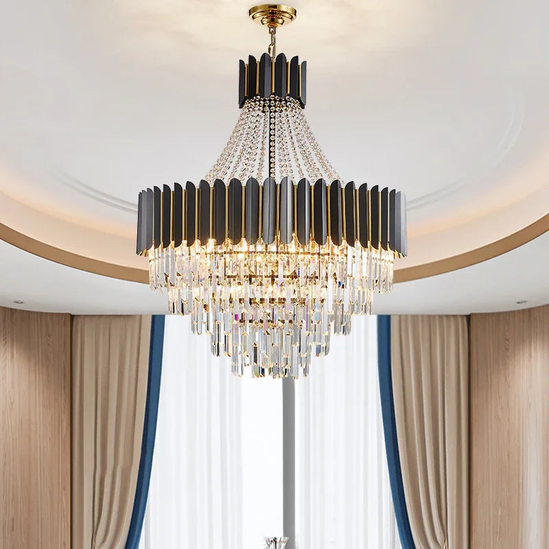 Afralia™ Crystal Chandelier for Duplex Living: Modern Elegance for Hotel, Villa, and Home.
