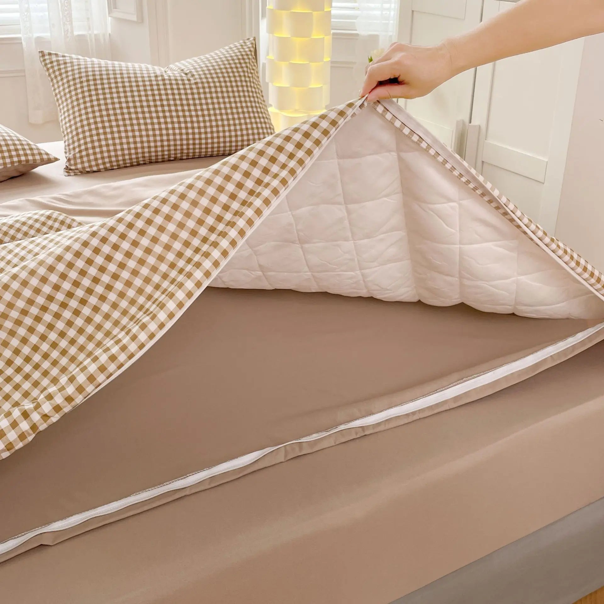 Afralia™ Solid-Color Quilted Bedding Set: Dual Purpose Summer Quilt or Duvet Cover