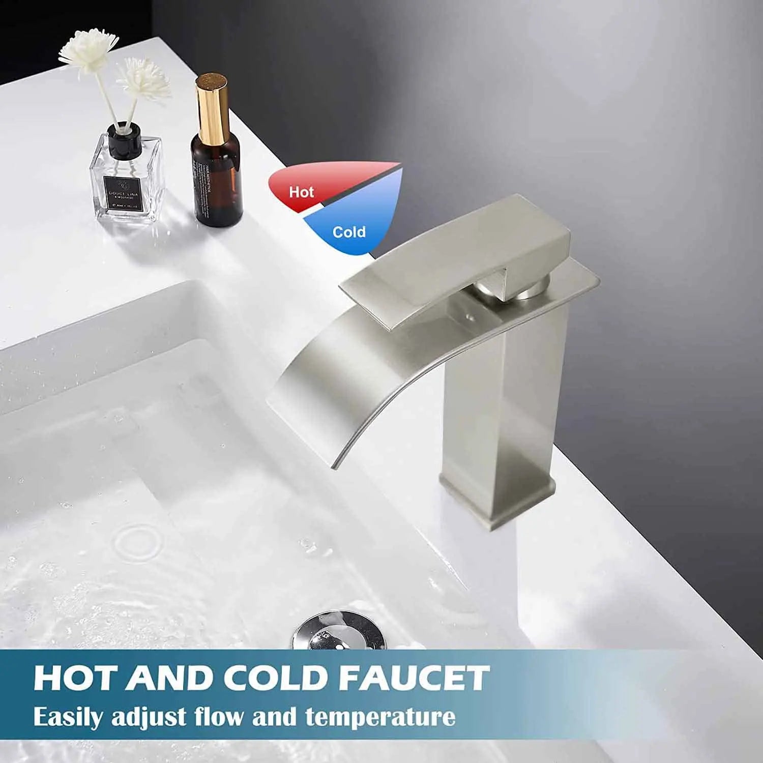 Afralia™ Brass Waterfall Basin Faucet Single Lever Deck Mount Mixer Taps