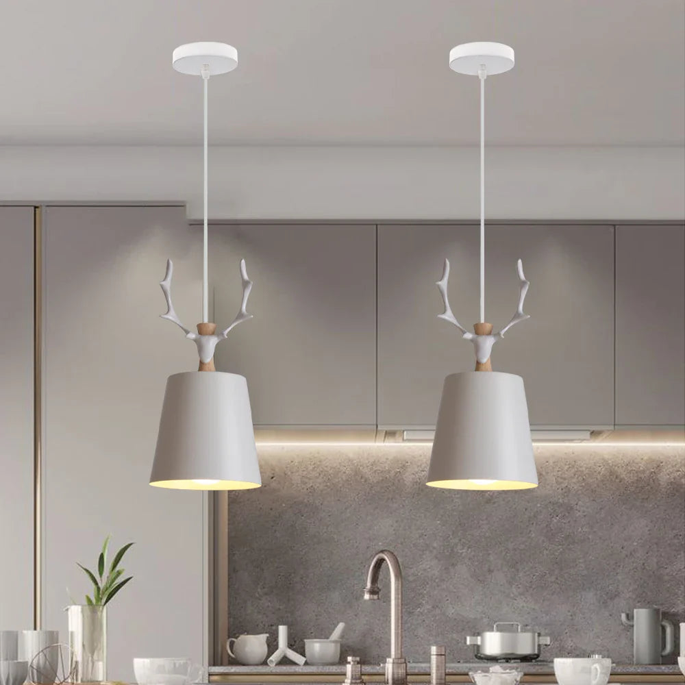 Afralia™ White Industrial LED E27 Pendant Light for Modern Home Kitchen Decor