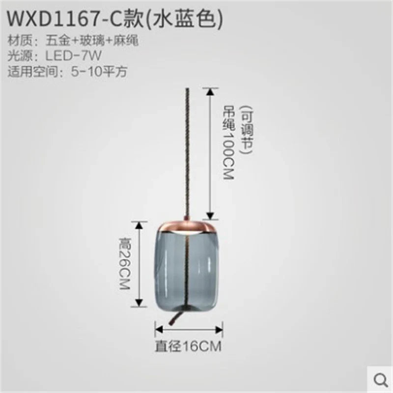 Afralia™ Glass Pendant Light Brokis Shade Nordic Bedroom Kitchen Luminaria