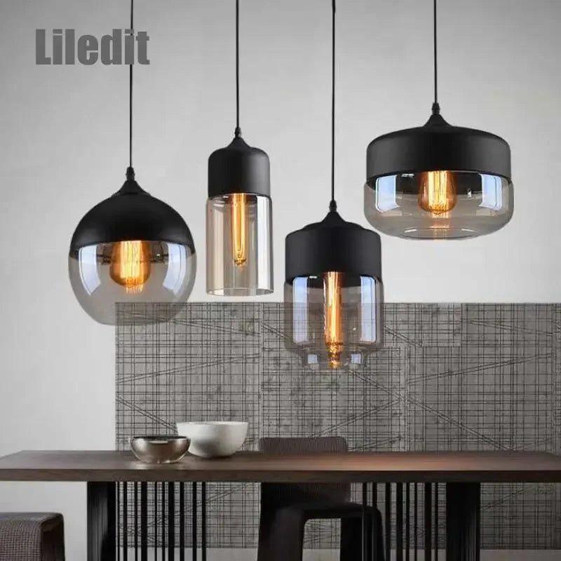 Afralia™ Black Glass Pendant Light Fixture for Modern Indoor Decor and Dining Room