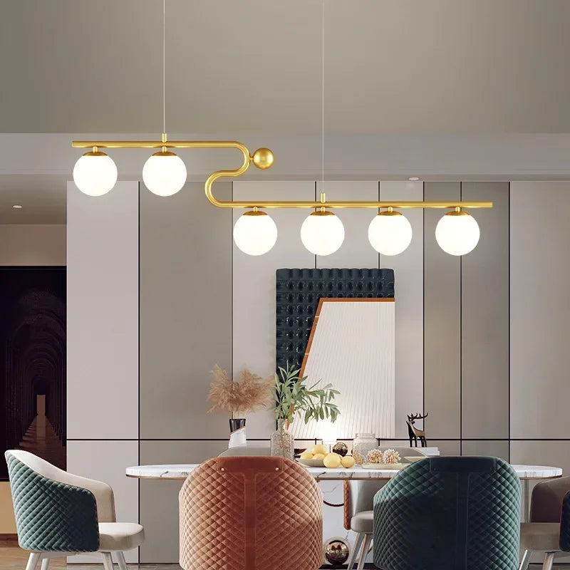 Afralia™ Glass Ball LED Chandelier Pendant for Dining Living Bedroom Kitchen