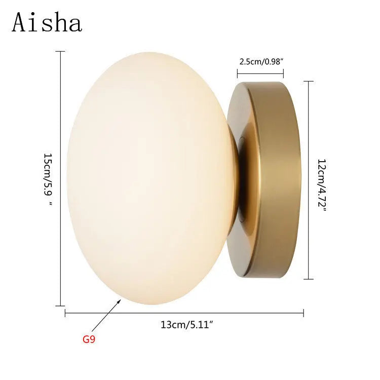 Afralia™ Golden Glass Ball Wall Lamp Sconces for Modern Home Decoration